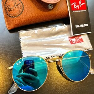 Ray-Ban RB3447 Sunglasses - Gold/Blue Flash - Polarized Lenses - Chipped/Scratch